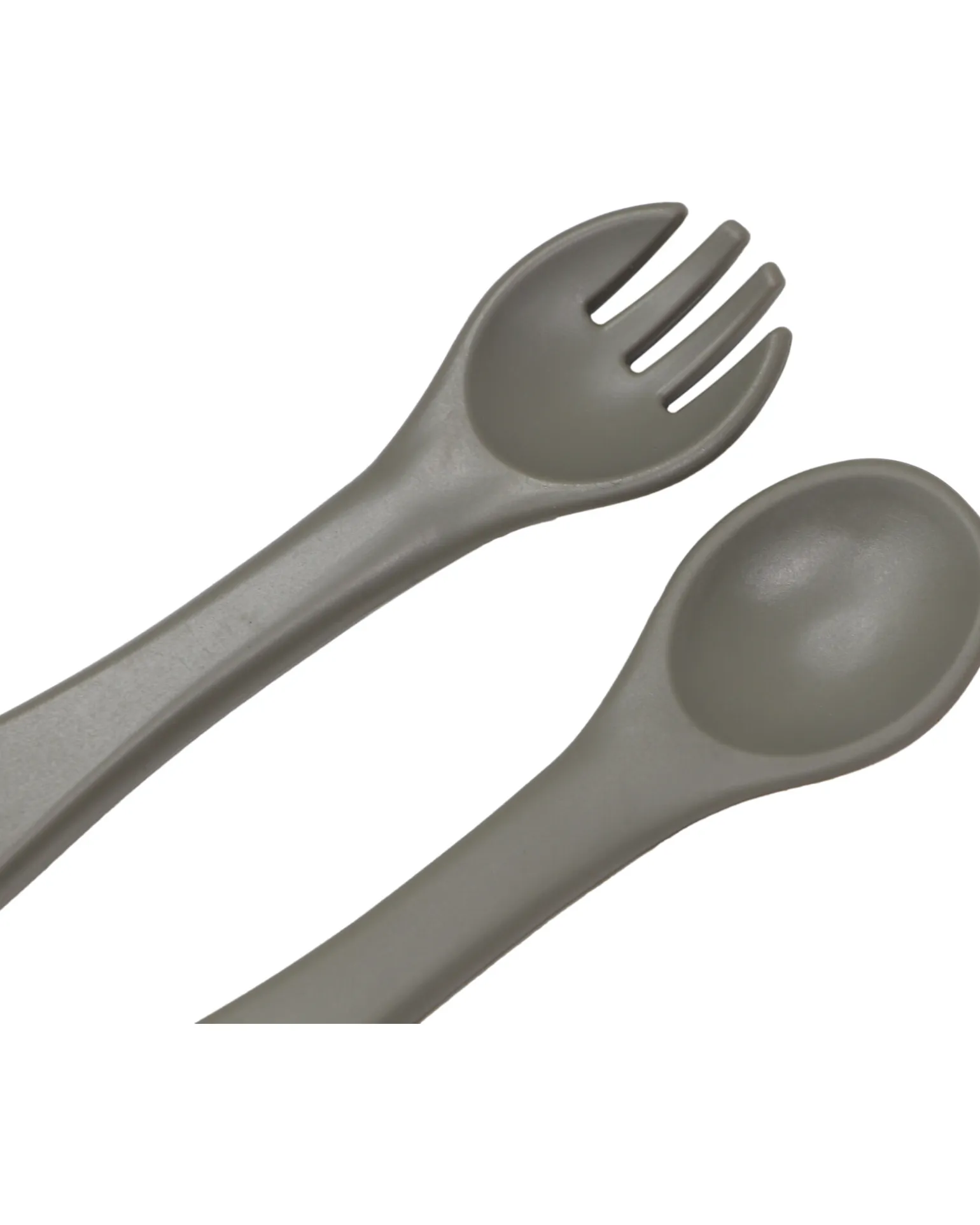 Set Forchetta e Cucchiaio - Grigio Olivastro - Silicone