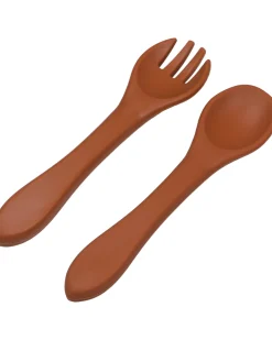 Set Forchetta e Cucchiaio - Terra di Siena - Silicone