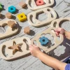 Set 6 Giochi Sensoriali in Legno di Gomma FSC - Forme Geometriche - Easy Hold - 12m+