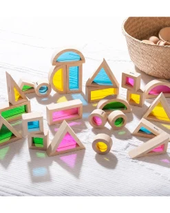 Set Gioco Rainbow Blocks - 24 Blocchi e 4 Forme - in Legno - da 12 Mesi