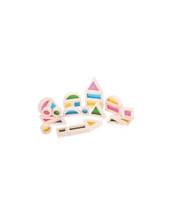 Set Gioco Rainbow Blocks - 24 Blocchi e 4 Forme - in Legno - da 12 Mesi