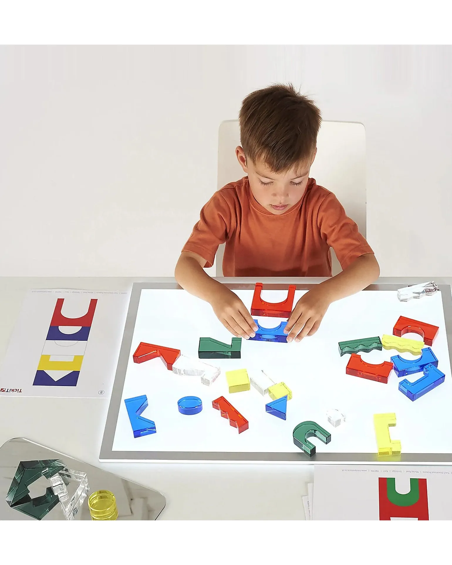 Set Gioco Sensoriale - Colour Crystal Block - 15 Carte di Ispirazione - da 3 Anni - Per Lavagna Luminosa