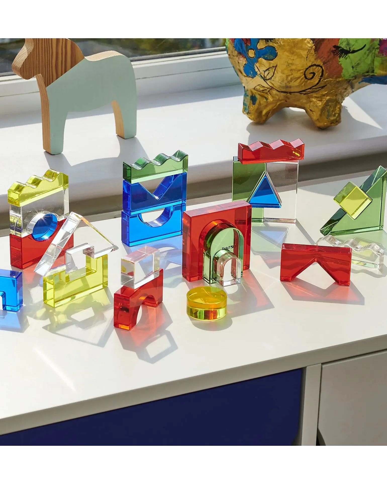 Set Gioco Sensoriale - Colour Crystal Block - 15 Carte di Ispirazione - da 3 Anni - Per Lavagna Luminosa