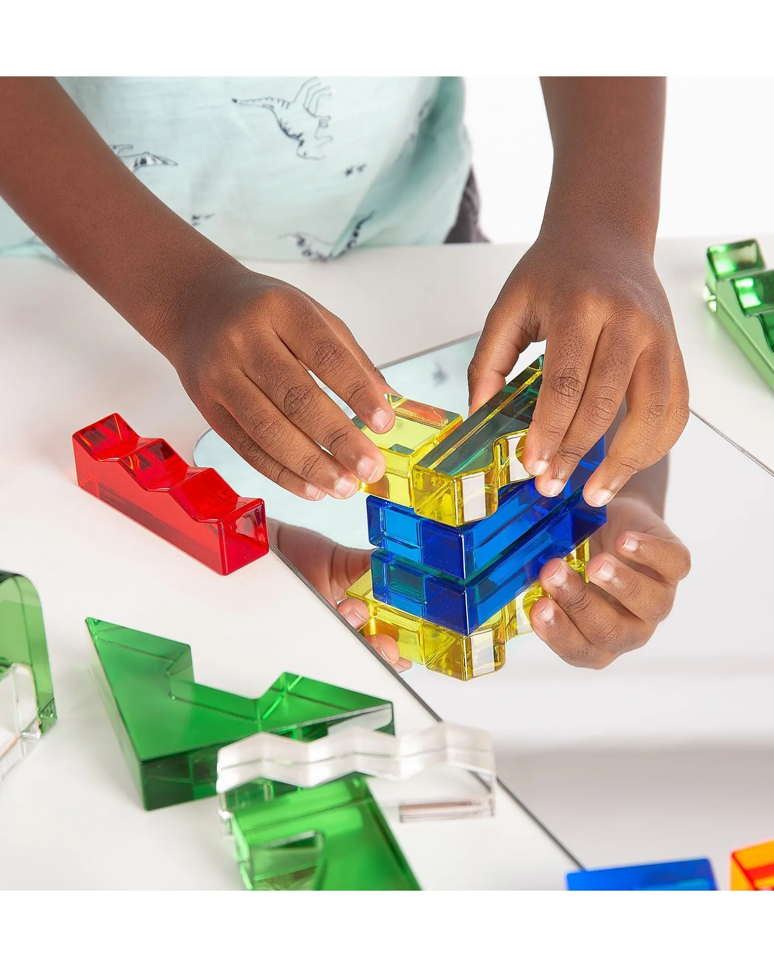 Set Gioco Sensoriale - Colour Crystal Block - 15 Carte di Ispirazione - da 3 Anni - Per Lavagna Luminosa