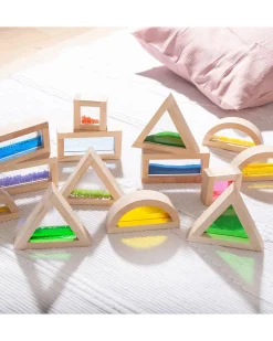 Set Gioco Sensory Blocks - 16 Blocchi e 4 Forme - in Legno - da 12 Mesi