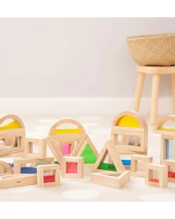 Set Gioco Sensory Blocks - 16 Blocchi e 4 Forme - in Legno - da 12 Mesi