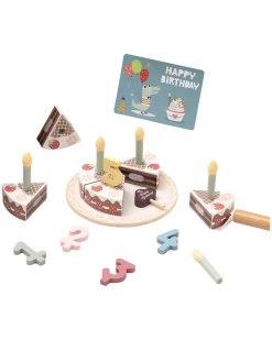 Set Gioco Torta di Compleanno in Legno - ø 17 x 9,7 cm - A Partire Dai 18 Mesi - Comprende 20 Pezzi