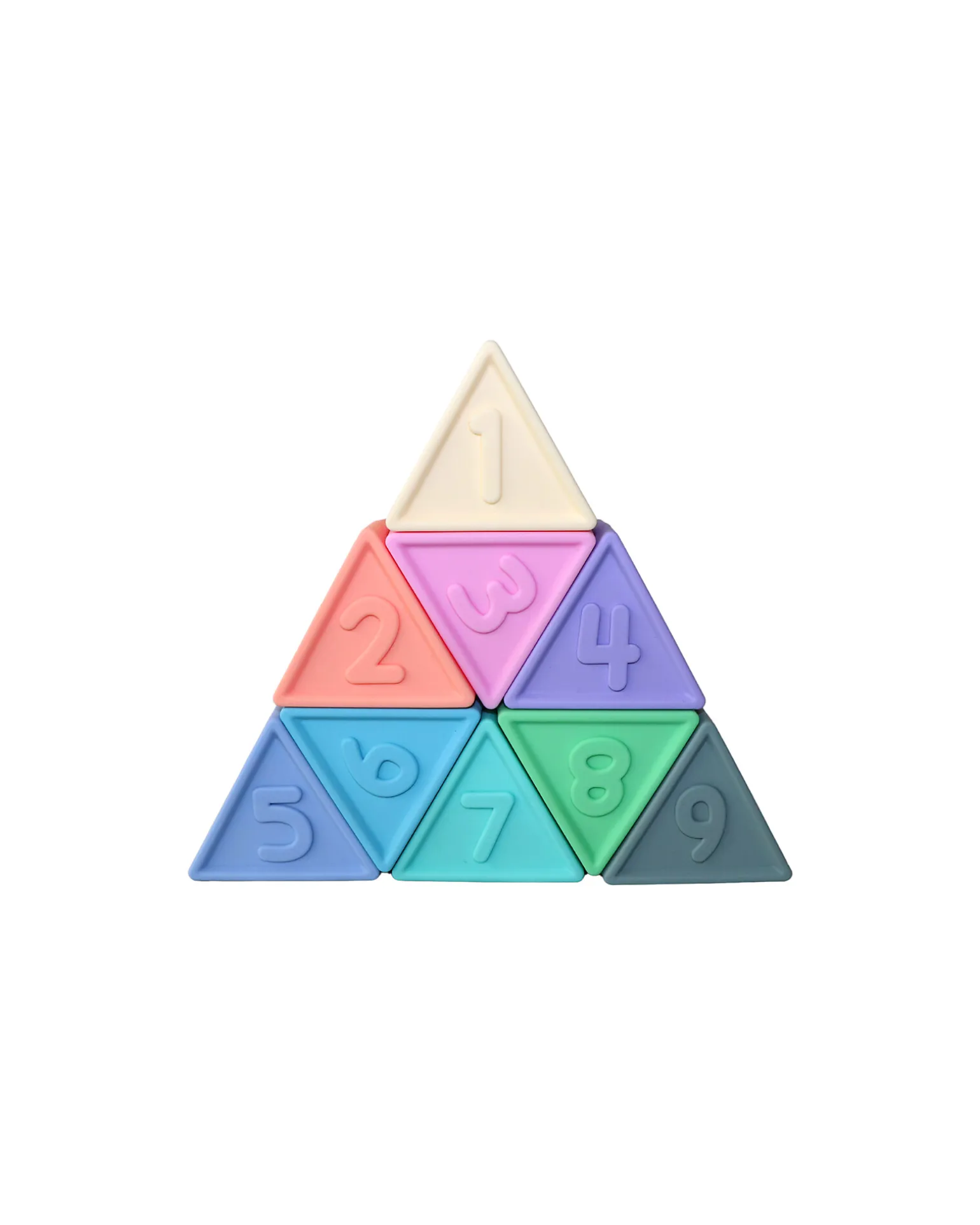 Set Gioco Triblox - 9 Tessere Triangolari - Rainbow Pastel - Silicone