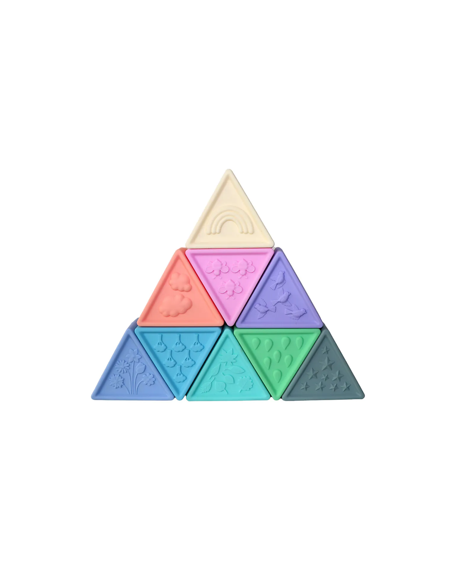 Set Gioco Triblox - 9 Tessere Triangolari - Rainbow Pastel - Silicone