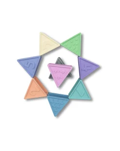 Set Gioco Triblox - 9 Tessere Triangolari - Rainbow Pastel - Silicone