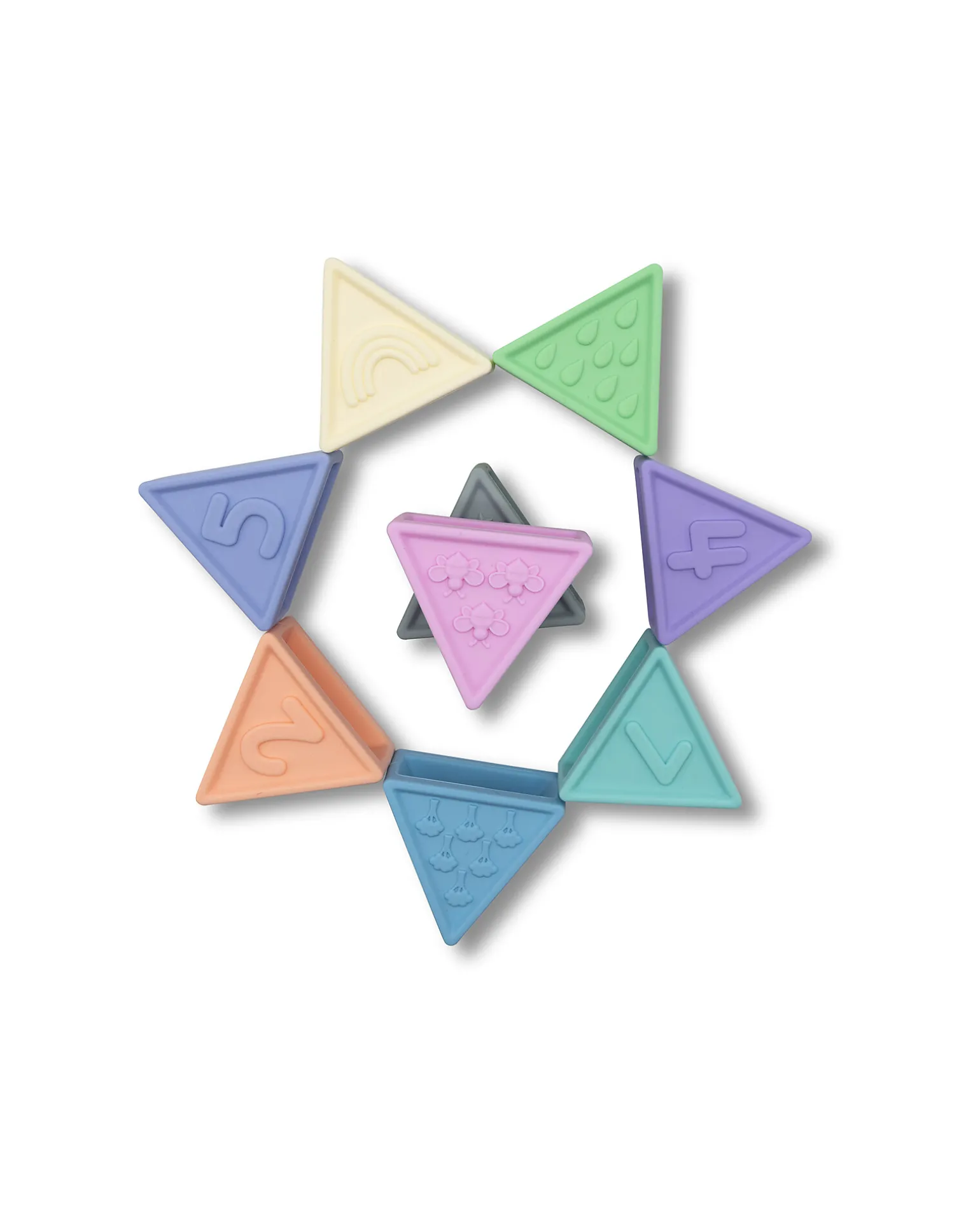 Set Gioco Triblox - 9 Tessere Triangolari - Rainbow Pastel - Silicone