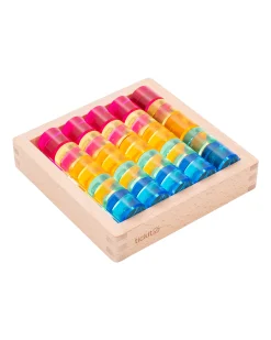 Set Gioco Vassoio con Specchio e Gemme Tonde - 25 Pezzi - dai 3 Anni - Per Lavagna Luminosa