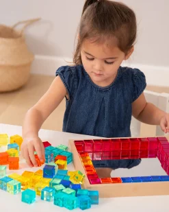 Set Gioco Vassoio con Specchio e Gemme - 100 Pezzi - dai 3 Anni - Per Lavagna Luminosa