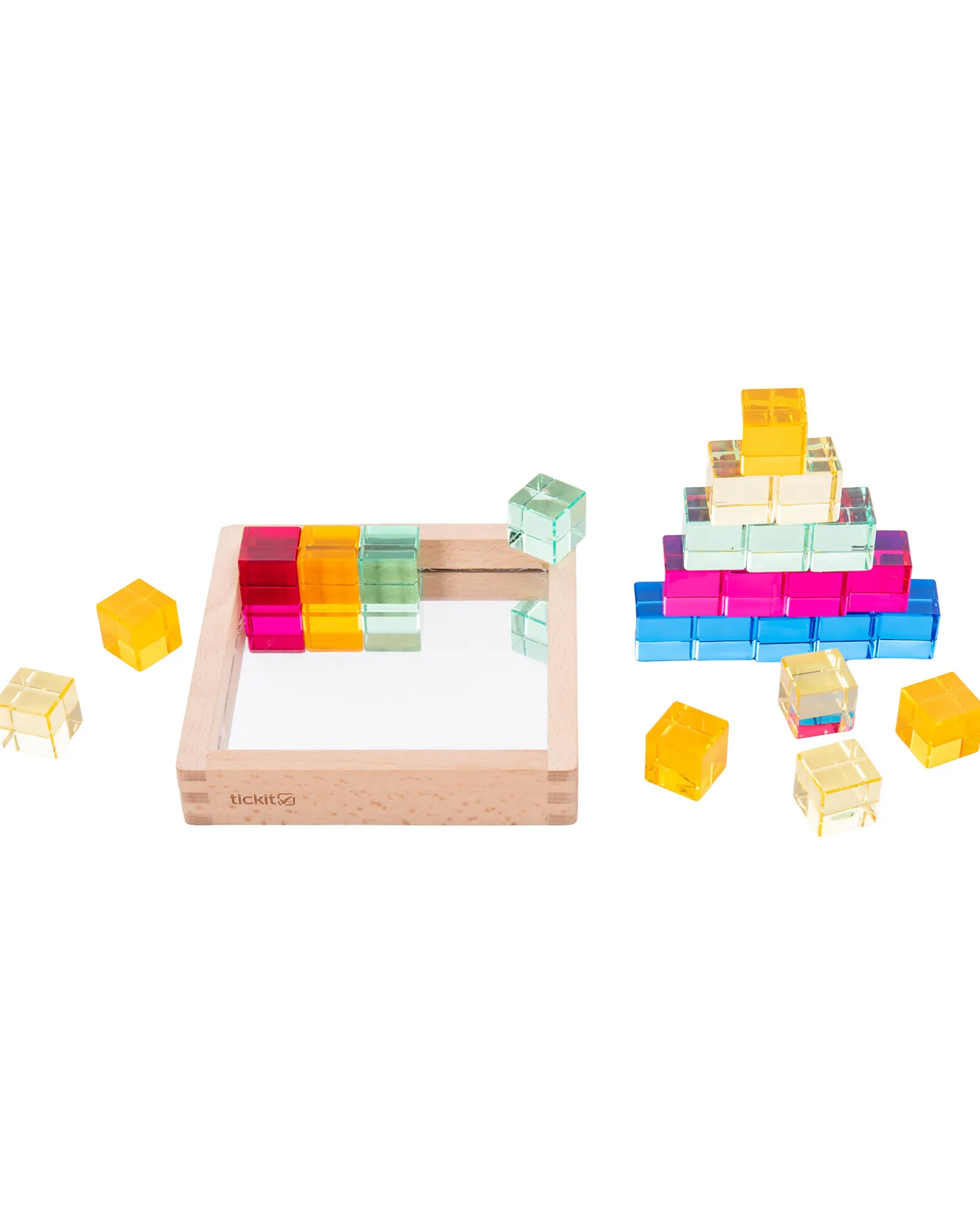 Set Gioco Vassoio con Specchio e Gemme - 25 Pezzi - dai 3 Anni - Per Lavagna Luminosa
