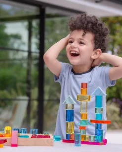Set Gioco Vassoio con Specchio e Gemme in Sette Forme Diverse - 72 Pezzi - dai 3 Anni - Per Lavagna Luminosa