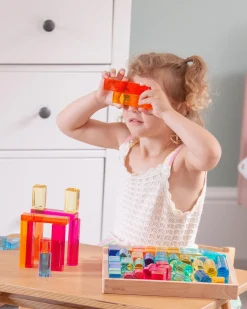 Set Gioco Vassoio con Specchio e Gemme in Sette Forme Diverse - 72 Pezzi - dai 3 Anni - Per Lavagna Luminosa