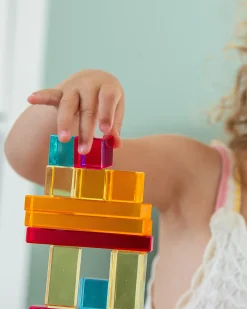 Set Gioco Vassoio con Specchio e Gemme in Sette Forme Diverse - 72 Pezzi - dai 3 Anni - Per Lavagna Luminosa