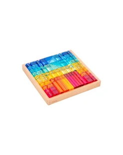 Set Gioco Vassoio con Specchio e Gemme in Sette Forme Diverse - 72 Pezzi - dai 3 Anni - Per Lavagna Luminosa