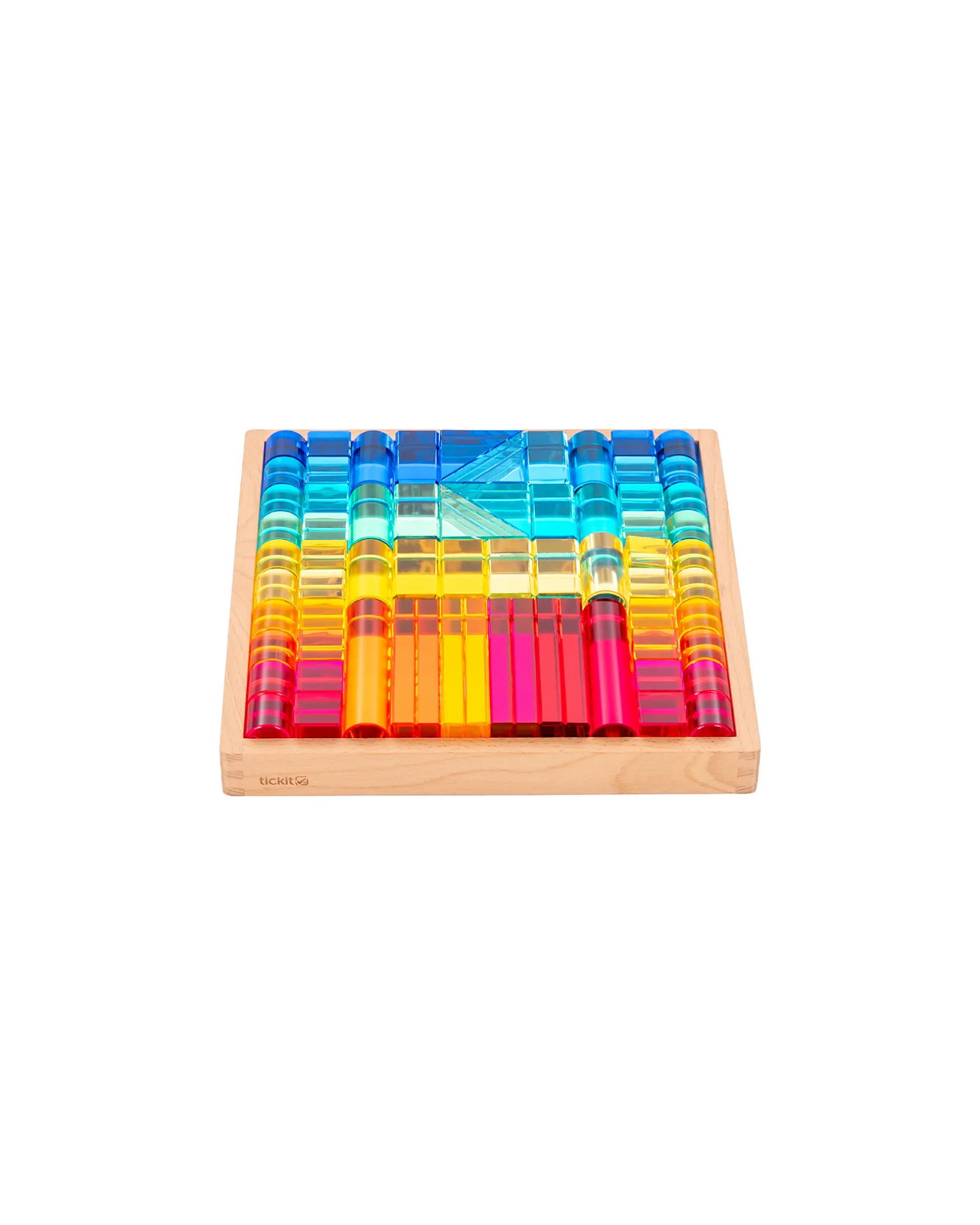 Set Gioco Vassoio con Specchio e Gemme in Sette Forme Diverse - 72 Pezzi - dai 3 Anni - Per Lavagna Luminosa
