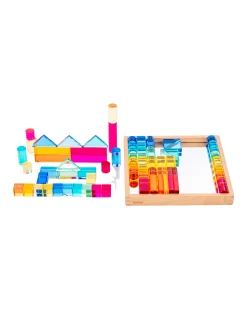 Set Gioco Vassoio con Specchio e Gemme in Sette Forme Diverse - 72 Pezzi - dai 3 Anni - Per Lavagna Luminosa