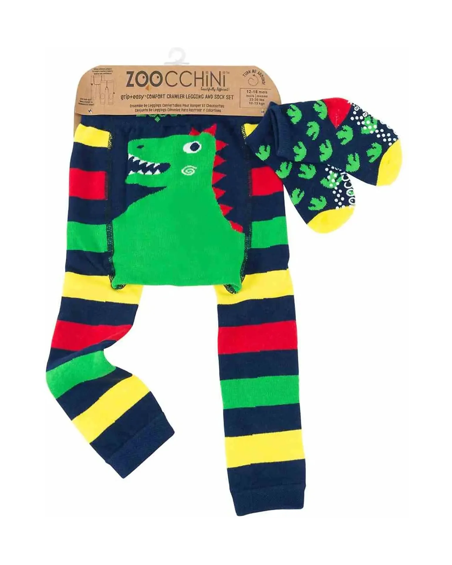 Set Leggings e Calzini Antiscivolo Grip+Easy - Devin il Dinosauro