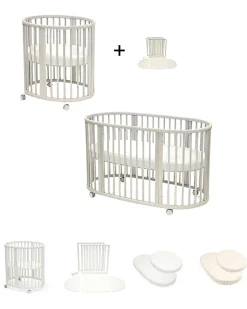Set Lettino Sleepi Mini Bianco con Estensione fino a 5 Anni - Include Materassi e Lenzuoli
