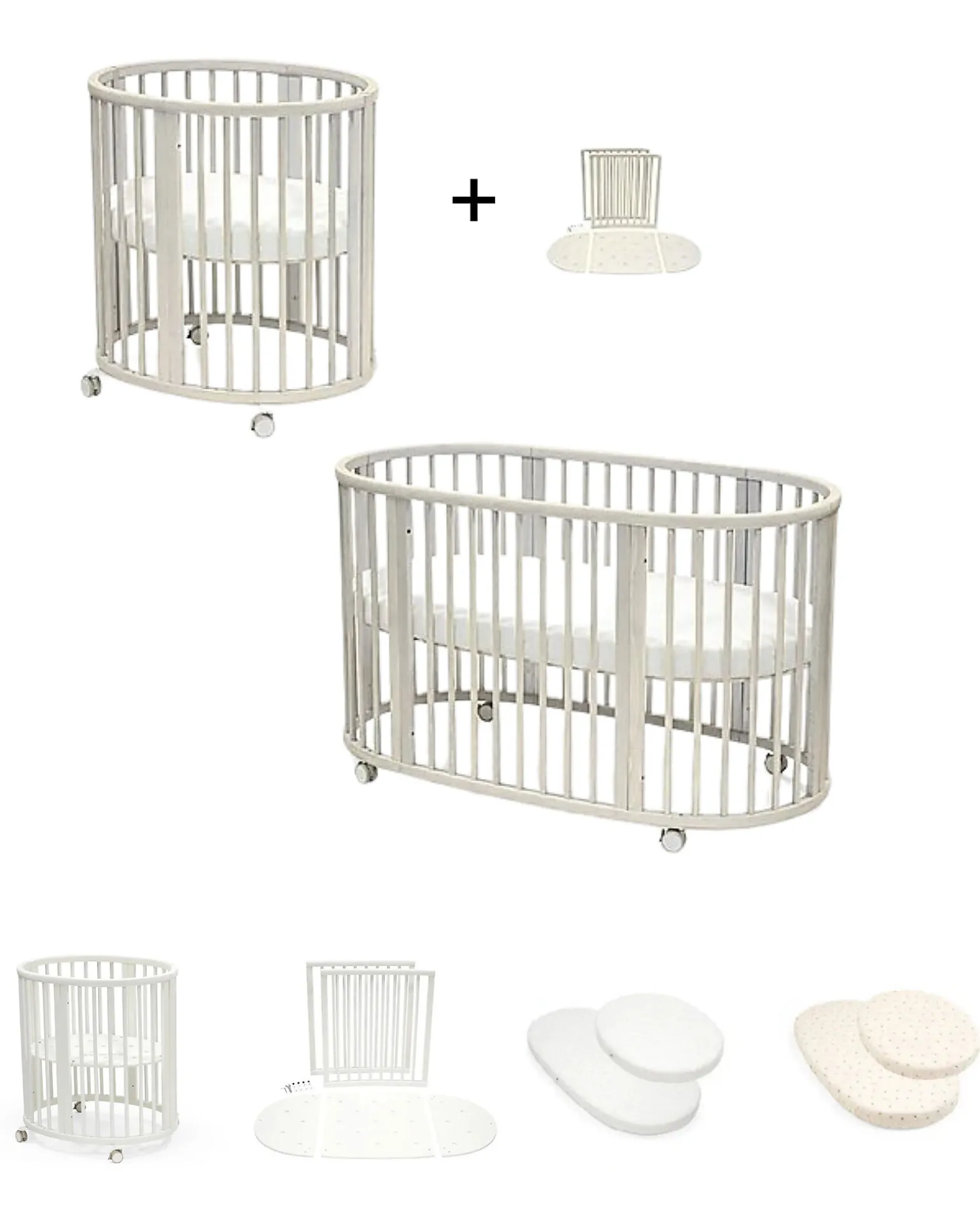 Set Lettino Sleepi Mini Bianco con Estensione fino a 5 Anni - Include Materassi e Lenzuoli