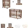 Set Lettino Sleepi Mini Marrone con Estensione fino a 5 Anni - Include Materassi e Lenzuoli