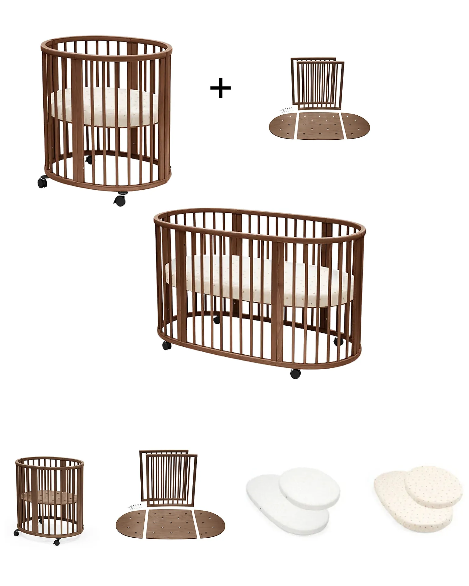 Set Lettino Sleepi Mini Marrone con Estensione fino a 5 Anni - Include Materassi e Lenzuoli