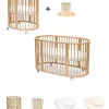 Set Lettino Sleepi Mini Natural con Estensione fino a 5 Anni - Include Materassi e Lenzuoli