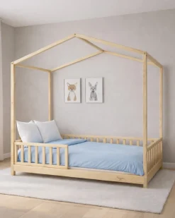 Set 2: Letto Montessori Evolutivo Evi 140x70cm + Cassetto