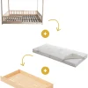 Set 3: Letto Montessori Evolutivo Evi 140x70cm + Cassetto + Materasso 11 cm Aloe Vera