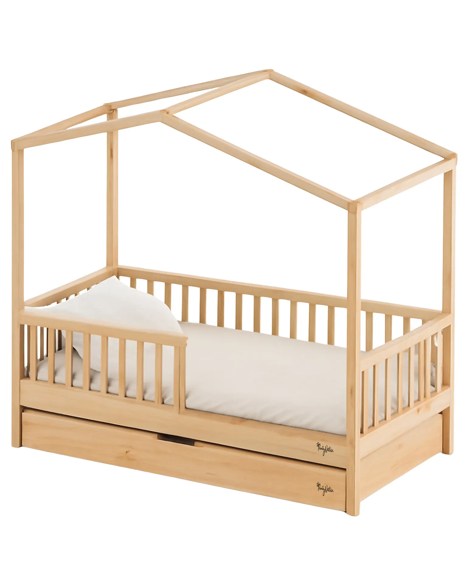 Set 3: Letto Montessori Evolutivo Evi 140x70cm + Cassetto + Materasso 11 cm Aloe Vera