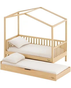 Set 3: Letto Montessori Evolutivo Evi 200x90cm + Letto/Cassetto + Materasso 12 cm Aloe Vera