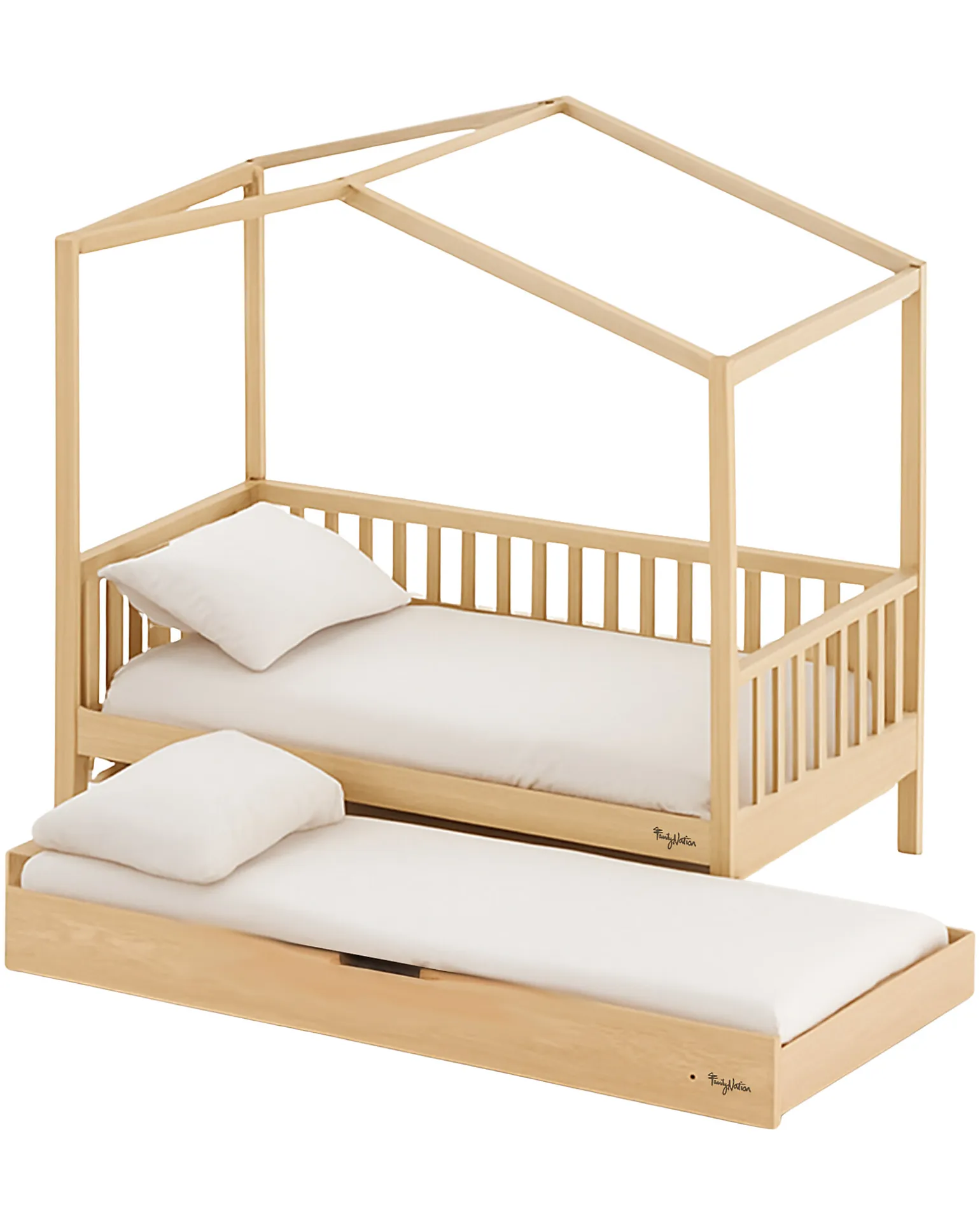 Set 3: Letto Montessori Evolutivo Evi 200x90cm + Letto/Cassetto + Materasso 12 cm Aloe Vera