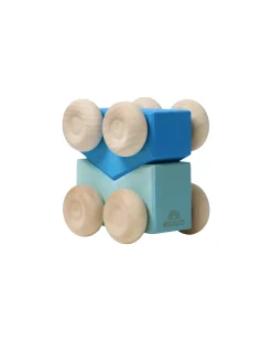 Set 2 Macchinine Impilabili - Blu - Legno di Acero - 0+ anni