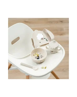 Set Pappa Foodie - Ciotola Bicchiere e Cucchiaio - Tiny Farm - Sabbia - 100% PP Alimentare