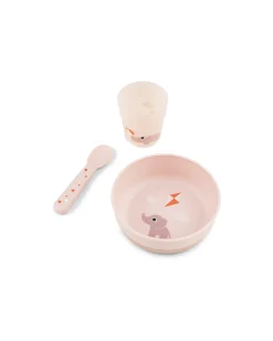 Set Pappa Foodie - Ciotola Bicchiere e Cucchiaio - Elphee & Croco - Cipria - 100% PP Alimentare