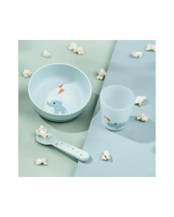 Set Pappa Foodie - Ciotola Bicchiere e Cucchiaio - Elphee & Croco - Blu - 100% PP Alimentare