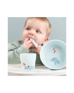Set Pappa Foodie - Ciotola Bicchiere e Cucchiaio - Elphee & Croco - Blu - 100% PP Alimentare
