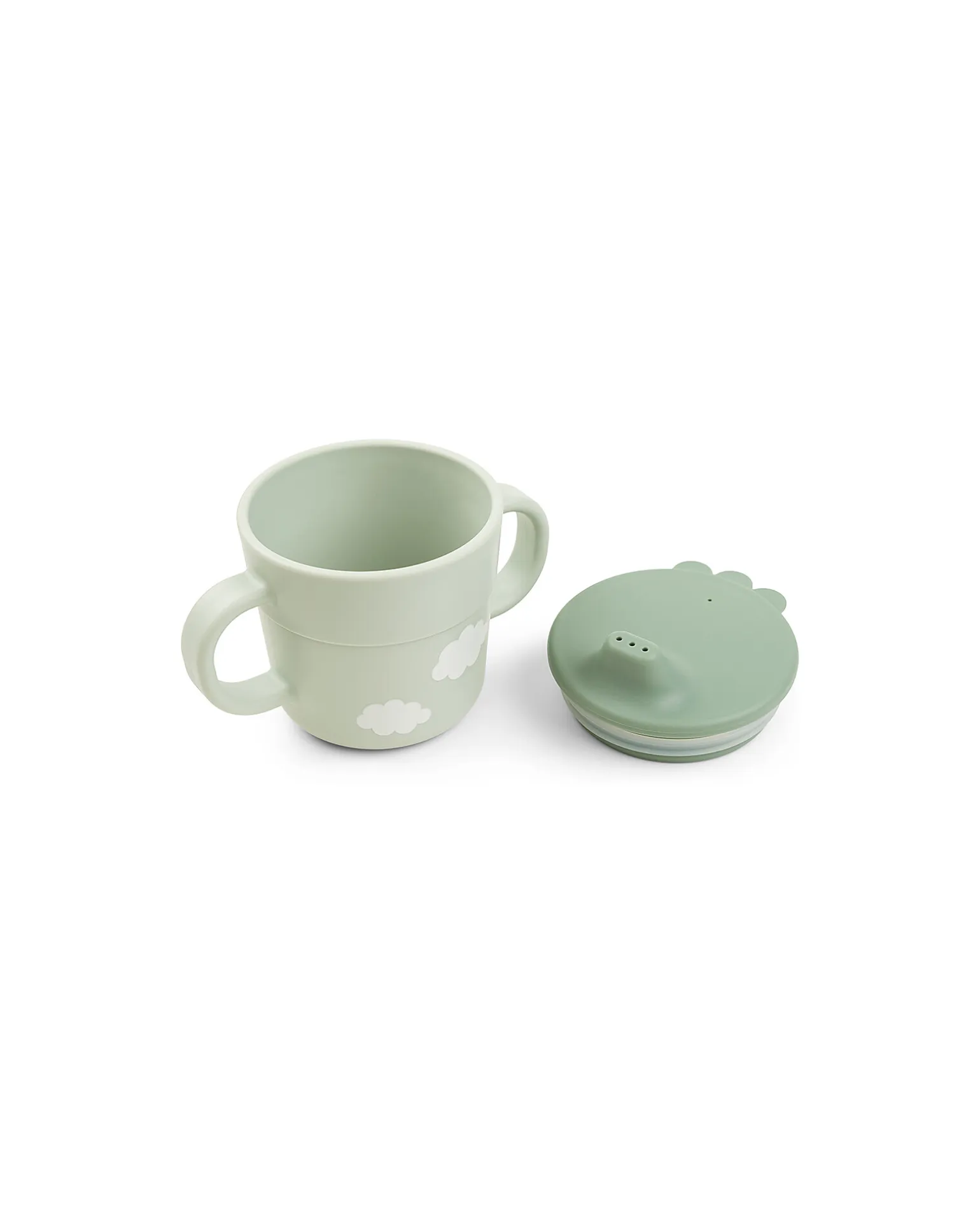 Set Pappa Foodie - Ciotola Tazza e Cucchiaio - Happy Clouds - Verde - 100% PP Alimentare