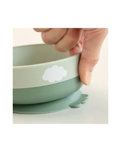 Set Pappa Foodie - Ciotola Tazza e Cucchiaio - Happy Clouds - Verde - 100% PP Alimentare