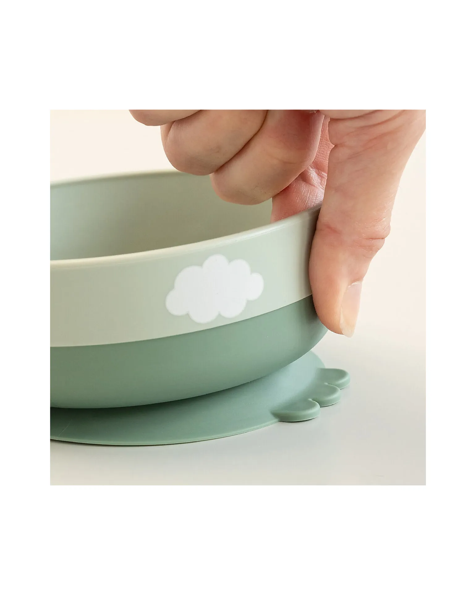 Set Pappa Foodie - Ciotola Tazza e Cucchiaio - Happy Clouds - Verde - 100% PP Alimentare