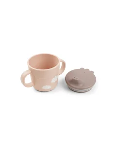 Set Pappa Foodie - Ciotola Tazza e Cucchiaio - Happy Clouds - Rosa Cipria - 100% PP Alimentare