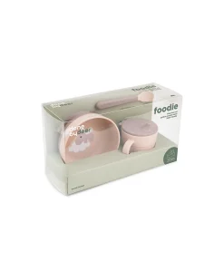 Set Pappa Foodie - Ciotola Tazza e Cucchiaio - Happy Clouds - Rosa Cipria - 100% PP Alimentare