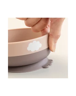 Set Pappa Foodie - Ciotola Tazza e Cucchiaio - Happy Clouds - Rosa Cipria - 100% PP Alimentare