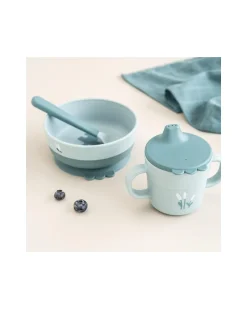 Set Pappa Foodie - Ciotola Tazza e Cucchiaio - Elphee - Blu - 100% PP Alimentare