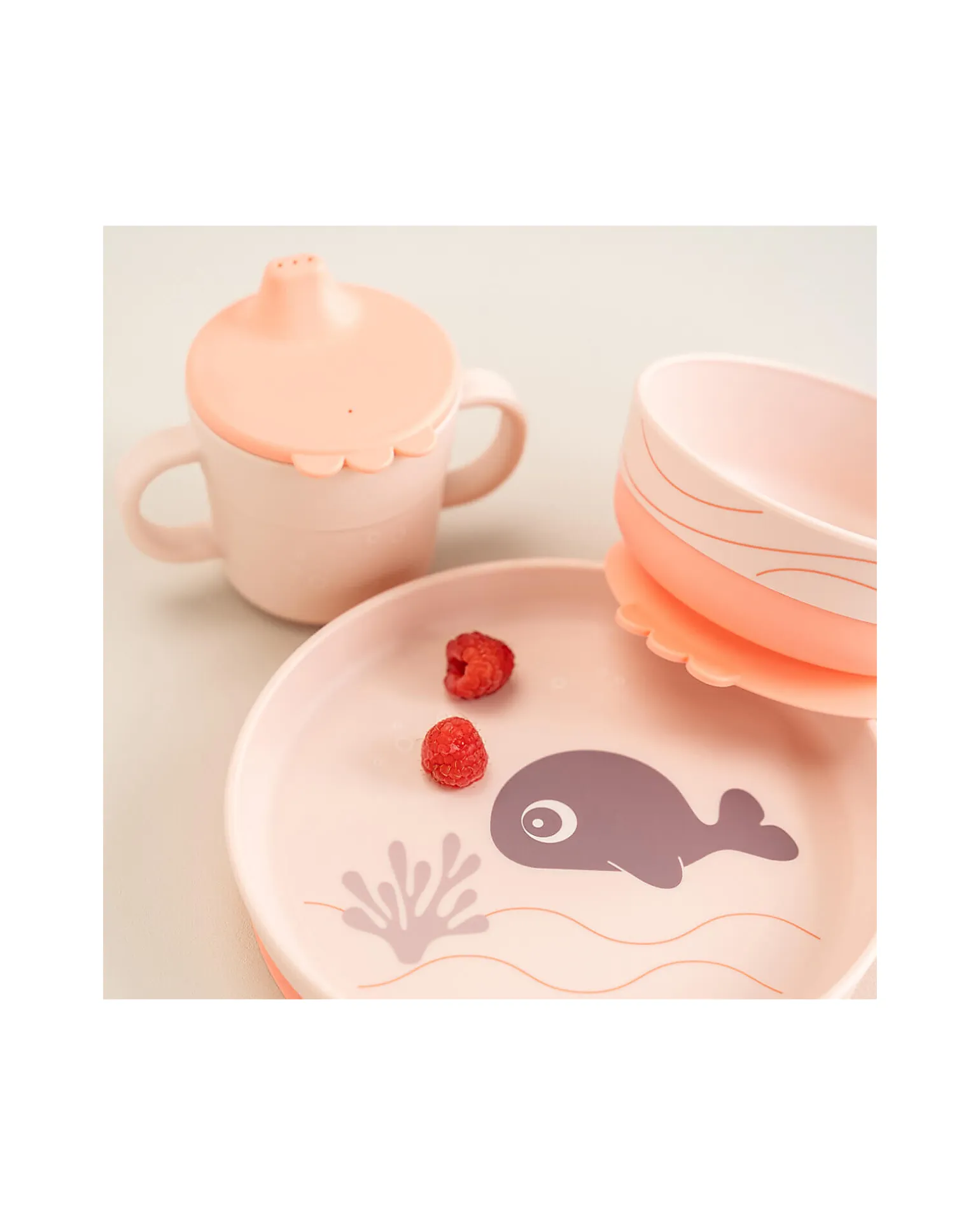 Set Pappa Foodie - Piatto Ciotola e Tazza - Wally - Rosa Cipria - 100% PP Alimentare