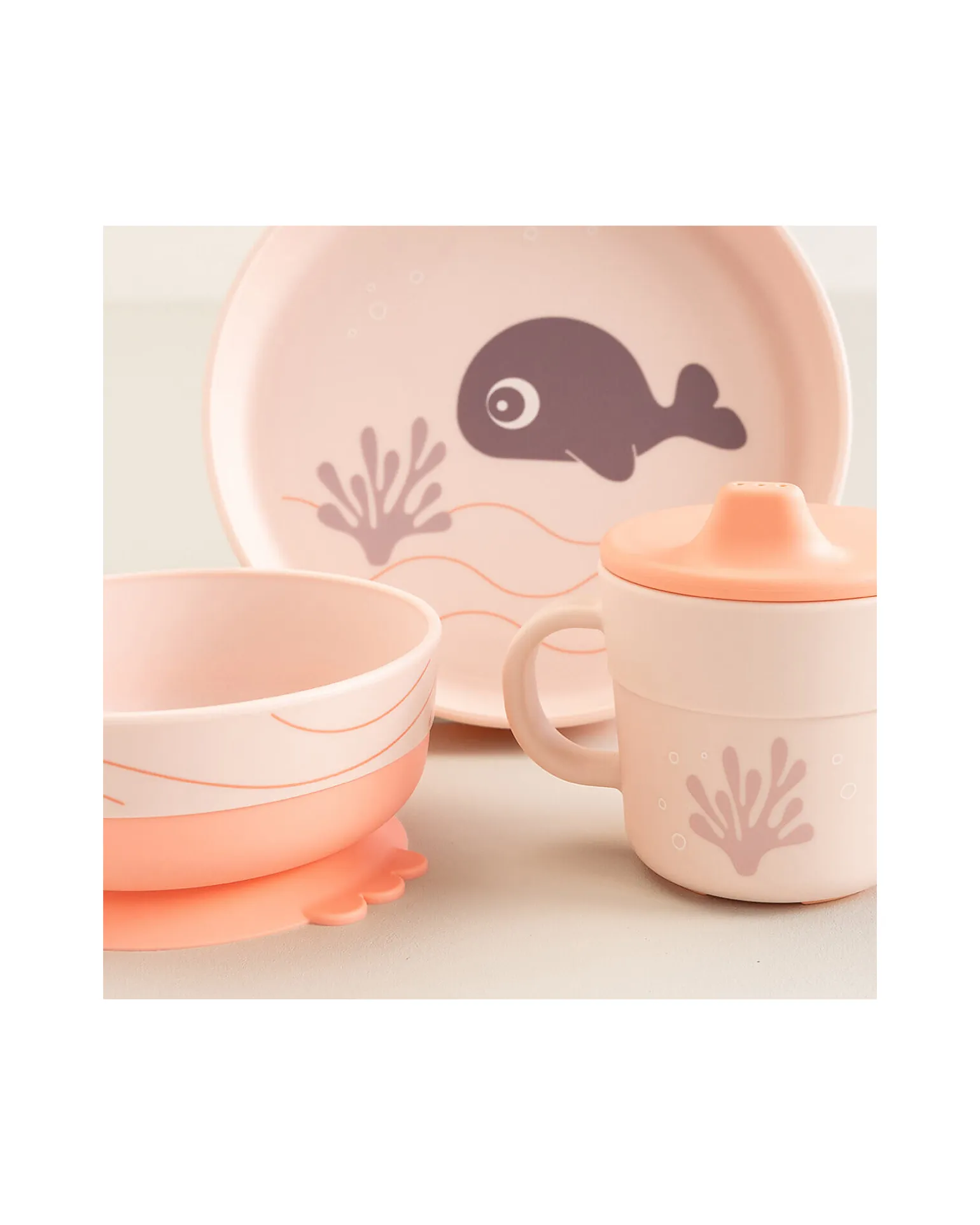 Set Pappa Foodie - Piatto Ciotola e Tazza - Wally - Rosa Cipria - 100% PP Alimentare