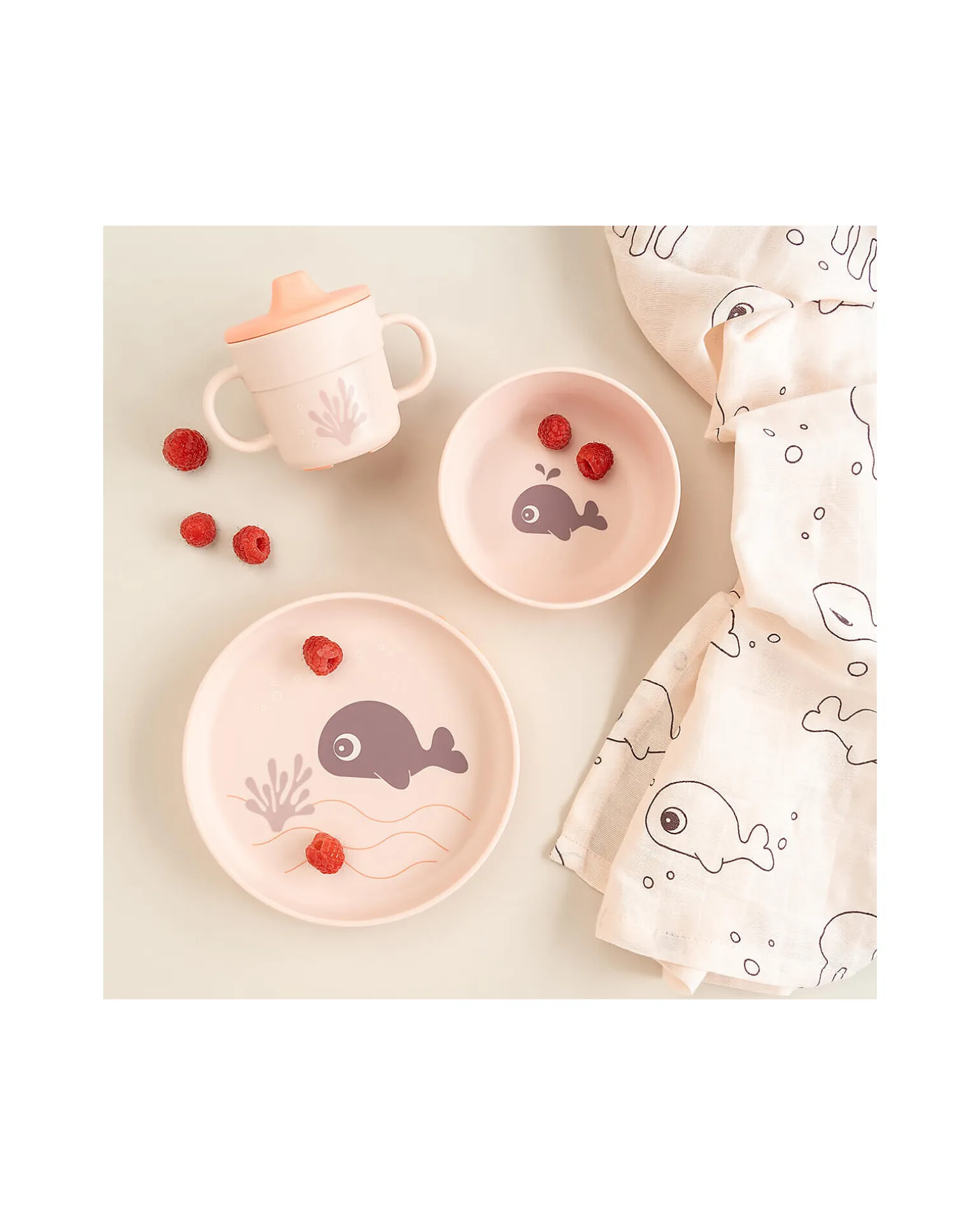 Set Pappa Foodie - Piatto Ciotola e Tazza - Wally - Rosa Cipria - 100% PP Alimentare